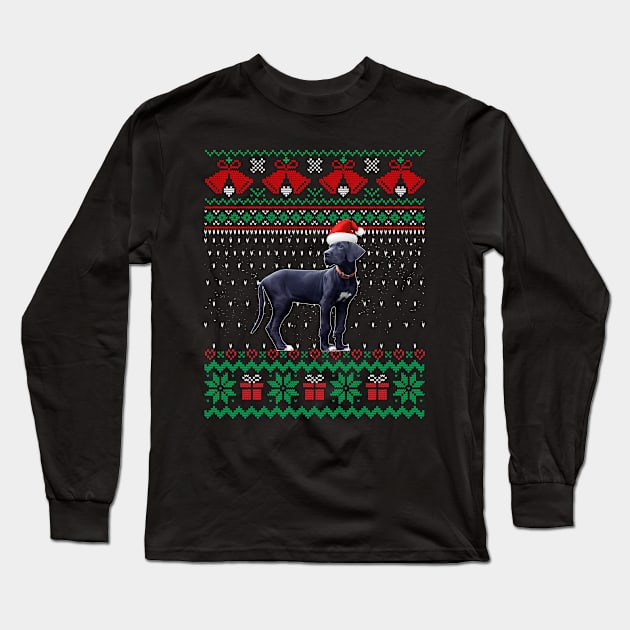 Funny Dane Dog Lover Hats Ugly Christmas Sweater Gifts Long Sleeve T-Shirt by Maccita